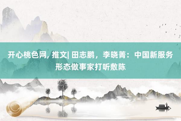 开心桃色网， 推文| 田志鹏，李晓菁：中国新服务形态做事家打听敷陈