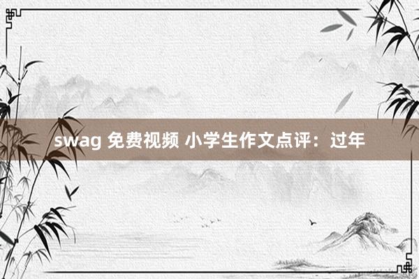 swag 免费视频 小学生作文点评：过年